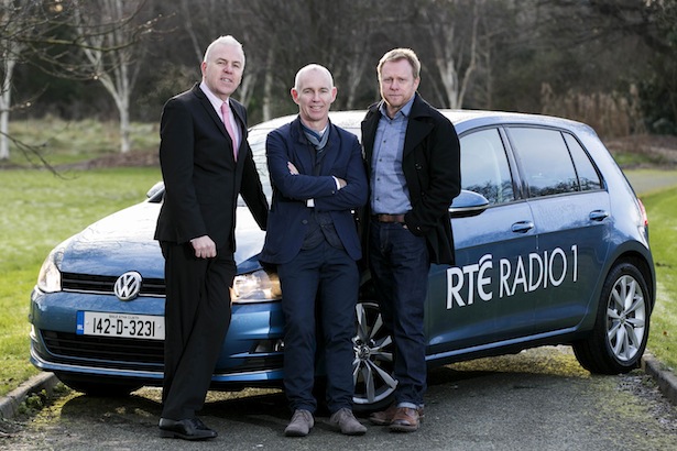 Caption: Ray D’Arcy is flanked by aul O’Sullivan, Head of Marketing Volkswagen Ireland and Dan Healy, Commercial Director RTÉ Radio