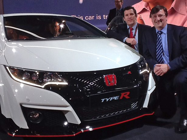 Pictured L to R at the launch of the all new Honda Civic Type R at the Geneva Motorshow were Emmet Kavanagh PR & Marketing Manager Universal Honda Ltd and Adrian Cole Managing Director Universal Honda Ltd