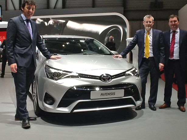 Picture L to R at the launch of the all new Toyota Avensis at the Geneva Motorshow were Stephen Tormey Managing Director Toyota Ireland, Nollaig Breen Head of Product at Toyota Ireland and Ian Corbett Marketing Operations Manager Toyota Ireland